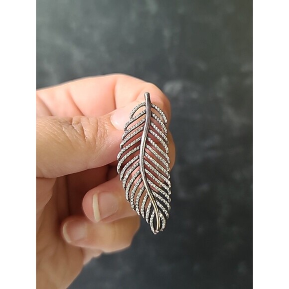 Pandora 925 Sterling Silver CZ Light As A Feather Pendant Vintage - Picture 1 of 10